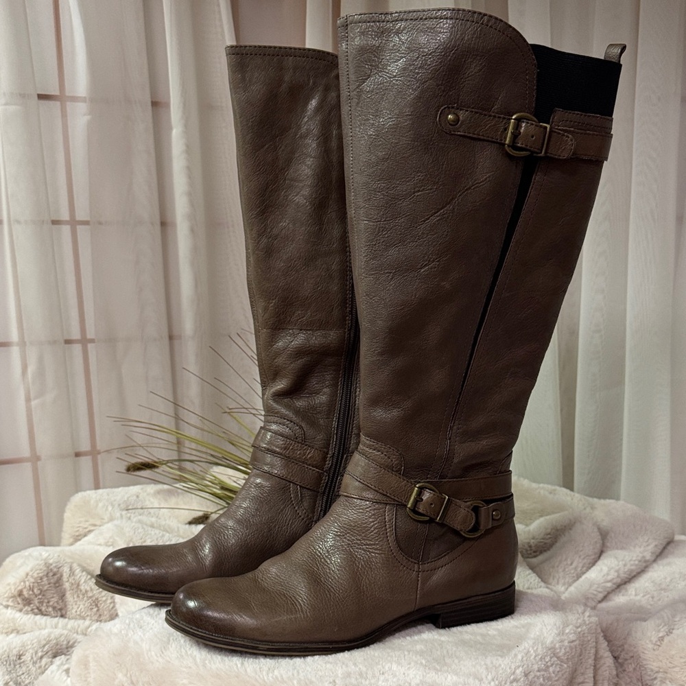 Naturalizer Juletta Grey Wide Shaft Leather Boots